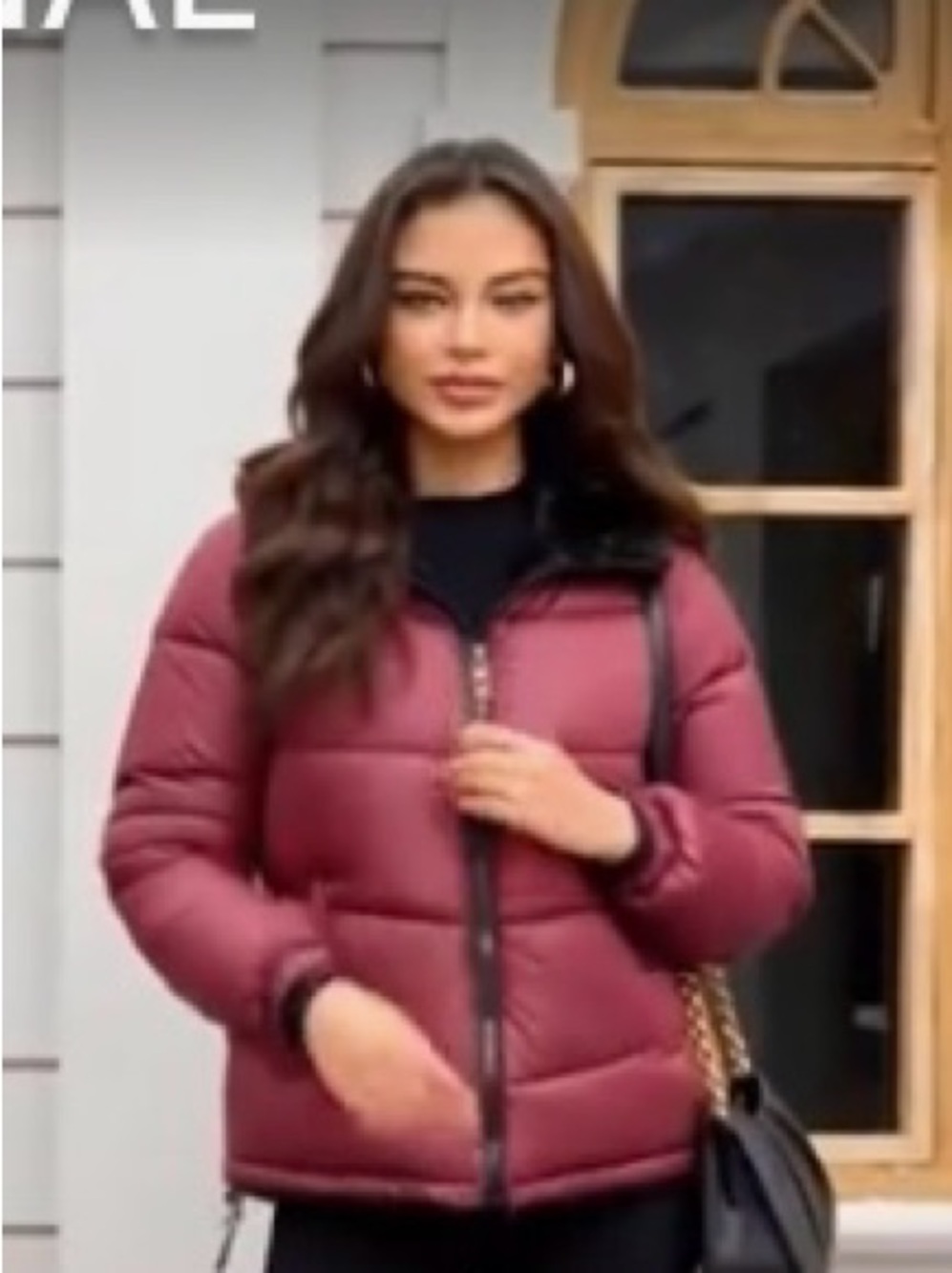 Womens heavyweight quilted puffer winter jacket, short, reversible, sherpa-lined